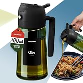 PORTENTUM Spruzzino Olio per Friggitrice Aria 470 ml 2 in 1 Funzione Spray e Versamento – Oliera Vetro Verde Protezione dalla