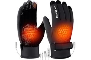 Auniq Gants Chauffants USB pour Hommes Femmes, Gants Chauffants électriques avec Boussole 3 température Gants Chauffants Thermiques imperméables Chauffe-Mains Cadeau pour l'extérieur Ski Cyclisme