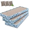VIVAGLORY Cat Scratcher, Cat Scratching Pads with Box, Reversible Cat Scratching Board Cat Scratchers for Indoor Cats Kitty, Cardboard Cat Scratcher, Catnip Included, 3 Pack, Regular