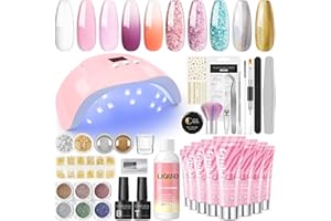 ‎COSCELIA COSCELIA Poly Nail Gelnägel Kit mit 36W UV/LED Lampe,8 Farben*15ML Poly Nagelverlängerung Gel Set mit Base Top Coat Slip Lösung Nude Rosa Glitter für Nagelverlängerung Nail Art Dekoration