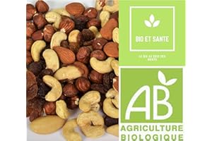 BIO ET SANTE LE BIO AU DES DOIGTS Mélange de fruits secs Bio De Qualité Extra, 1 Kg, Fruit Sec Energétique Pour Votre Apport En Vitamines et Minéraux Contribueront aux Bienfaits et à la Santé de Votre Organisme