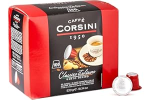 CAFFÈ CORSINI 1950 Caffè Corsini - Classico Italiano, Miscela Di Caffè In Capsule Compatibili Nespresso, Gusto Forte E Deciso - Confezione Da 100 Capsule