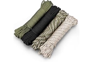 Kigniote 4 cuerdas Paracord de 4 mm x 33 pies / 10 m, cuerda de nailon, 7 hilos de núcleo, paracord 550, longitud total 132 ft/40 m, para deportes al aire libre, adecuado para la fabricación de