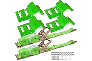 Digank Wheel Chock Tie Down Kit, 2in*15ft Heavy Duty Trailer Tie Downs, E Track Trailer Tire Straps for a Car Trailer UTV ATV Ratchet Tie Downs (2 Pack)