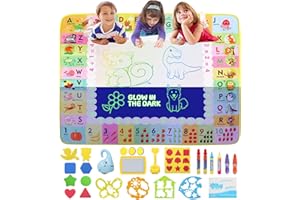 BelleStyle Agua Dibujo Pintura, 120x90 cm Estera de Agua Pintura Brillan en Oscuridad para Niños, Alfombra Mágica de Agua Juguete Educativo Regalo para Niños Niñas de 3 4 5 6 7 8 Años