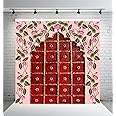 Dhara Door Entrance Design Printed (8FT-8FT) Backdrop Cloth for Pooja Decoration Traditional Background Curtain Cloth for Festival. (Washable Fabric)