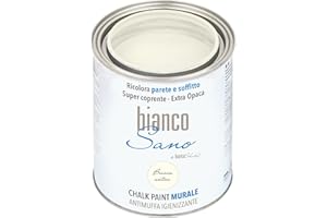 BIANCO SHABBY Chalk Paint ANTIMUFFA IGIENIZZANTE specifica per PARETI biancoSano Bianco Antico - Ricolora e sanifica il tuo ambiente (1 Litro)