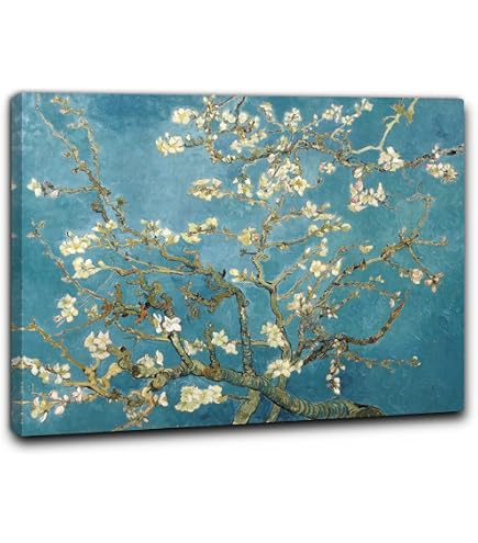 1art1 Toile Branche D'Amandier En Fleurs – Van Gogh – 40x30 Cm – Tendue Sur Châssis Bois