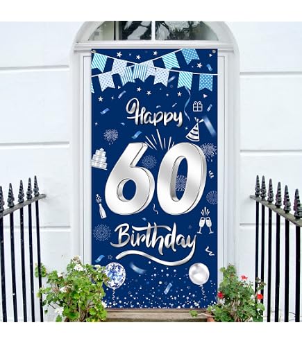 Blaue & Goldene Deko Zum 60. Geburtstag – Banner & Hängende Wirbel Für Die Party