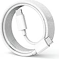 Original 20W Type C 1M Nylon Braided Cable Fast PD Charging Wire Compatible With iPhone 16, 16 Plus, 16 Pro Max, 15, 15 Pro Max, 15 Plus, MacBook, Buds & Other USB-C Devices Fast Data Transfer, White