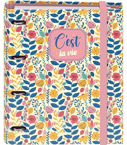 Classeur A4 à 4 Anneaux 25 Mm Grafoplás - Collection Flowers D'Elena Corredoira - Doux Au Toucher, Certifié FSC