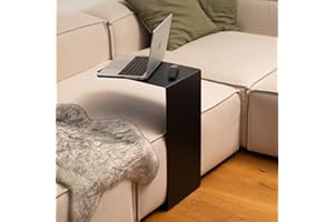 Homemetall Beistelltisch C-Form aus Metall - pulverbeschichteter Couch Beistelltisch in Schwarz - Moderner Abstelltisch für Couch, Sofa, Sessel oder als Nachttisch - Höhe 60 cm