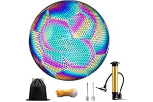 Haokelai Reflective Football Size 5, Holographic Football, Glow in the Dark Football with Pump and Carry Bag, Light up Football for Youth Boys Adults Grils Outdoor Night Games & Training