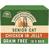 James Wellbeloved Senior Grain-Free Chicken in Jelly 12 Pouches, Hypoallergenic Wet Cat Food, Pack of 1 (12x85 g)
