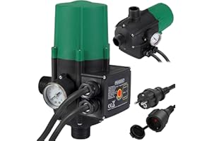 MONZANA® Pressostat pompe eau avec câble 10 bar protection fonctionnement à sec contrôleur pompe pression manomètre interrupteur de pression