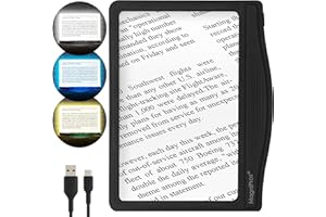 MAGNIPROS [Rechargeable] 3X Large Ultra Bright LED Page Magnifier with 12 Anti-Glare Dimmable LEDs (More Evenly Lit Viewing Area & Relieve Eye Strain)-Ideal for Reading Small Prints & Low Vision Seniors