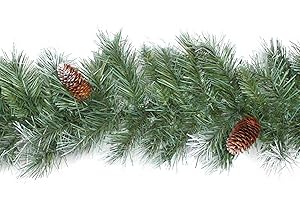 WeRChristmas Scandinavian Blue Spruce Christmas Garland with Pine Cones, 9 feet - Green