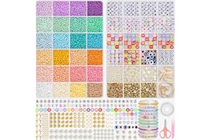 ARTREE Set di perline da 3 mm per braccialetti, 24 colori, perline da infilare, set di perline con lettere, braccialetto fai da te, per collane, artigianato, bracciali, gioielli (3 mm-24 colori-2)