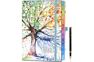 ZXHQ Agenda 2025-2026 Semana Vista Horizontal A5, Agenda Escolar con Pestañas Mensuales de Colores y Página a Color, Juego de Bolígrafos, Bolsillo Interior, Ago. 25 - Jul. 26, Árbol De La Vida