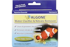 Algone Clarificateur d'eau d'aquarium et dissolvant de Nitrate, 6 sachets de Filtre