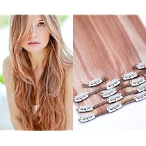 Clip-In Extensions Set Aus 100% Echthaar – 7-teilig, 70g, 45 Cm, Farbe 613 Helllichtblond