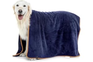 Lucky Paws® UK Luxury Thick Dog Blanket Towel 600gsm Extra Large 140x80cm Super Absorbent Microfiber Premium Pet Towels (Pack of 1, French Navy)