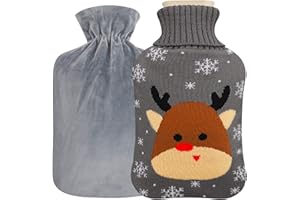 Borsa dell'acqua calda, FRECOO bottiglia dell'acqua calda da 2 litri con coperchio, soffice bottiglia dell'acqua calda, priva di sostanze nocive, bottiglie dell'acqua calda per bambini,adulti(Fulvo)