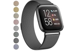 Oumida Armband für Fitbit Versa 2 Armband/Fitbit Versa Armband/Fitbit Versa Lite Armband für Damen Herren, Prämie Edelstahl Metall Ersatzarmband Armbänder mit Starker Magnet