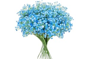 ‎XIALVYU Xialvyu 24 Stück Schleierkraut Künstlich Blau Fake Deko 52 cm Blumen Künstlich Gypsophila Kunstblumen Artificial Flowers Künstliche Blumenstrauß für Hochzeit Zuhause Blumen Deko