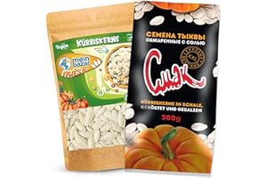 4in1 MEIN BAZAR - DOVGAN - Kürbiskerne Set geröstet - gesalzen - ungeschält - 1x MeinBazar Kürbiskerne 100g + 4x DOVGAN Kürbiskerne 300g
