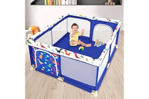 HOMCENT Laufstall Baby, großer Spielhof mit rutschfester Basis, Kinder-Aktivitätszentrum für drinnen und draußen, Baby Laufstall(quadratisch blau)