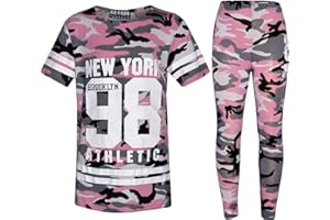 A2Z4KIDS A2Z 4 Kids® Ragazze New York Brooklyn 98 Athlectic Camouflage Stampato Moda Top Leggings Set Età 7 8 9 10 11 12 13 Anni