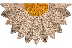 Fisura – Felpudo Exterior “Margarita” de Coco con Base Antideslizante de PVC. Felpudo semicircular. Medidas : 70 cm x 40 cm x 1,5 cm. Tonos Marrones.