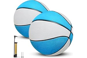 OBOVO 2 Pcs Mini Ballon Basket avec pompe à air , 8.5 pouces Ballon de Basket Enfant Jouet d'intérieur et d'extérieur, Basketball Convient à tous les cerceaux de basket-ball de piscine standard Jouet de jeu