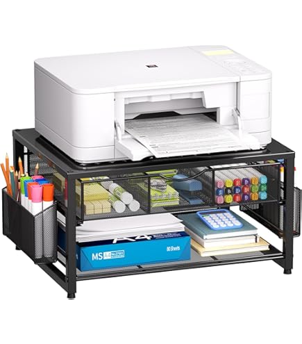 2-traps printerstandaard, printerstandaard met lade, multifunctionele bureau -organizer, printerhouder, industrieel design, printtafel voor kantoor, thuis, school, fax, kopieerapparaat, scanner (wit 2-traps printerstandaard, printerstandaard met lade, multifunctionele bureau -organizer, printerhouder, industrieel design, printtafel voor kantoor, thuis, school, fax, kopieerapparaat, scanner (wit