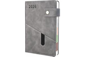 EARNING POWER 2026 Diary, Diary 2026 A5 Page A Day,Productivity Daily Planner from Jan 2026 to Dec 2026 With Monthly Tabs, 3 Bookmark and Colorful Side Panels (8.5x5.9 inch)-Grey