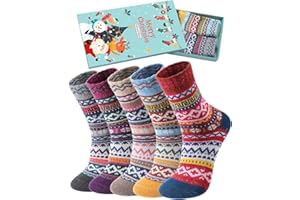 SUPHIGHER 5 Pairs Thermal Socks for Women, Christmas Gifts for Women, Ladies Socks Winter Warm Thick Wool Boot Bed Socks 4-7