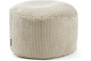 ‎MOKEBO mokebo® Pouf, Hocker o. Sitzhocker aus Cord 30x50 cm 'Der Faule Lenz', Bodenkissen in Beige, Fußhocker, Indoor Sitzkissen rund aus Stoff, Puff, Sitzpouf, kuschelig & weich, mit EPS-Perlen Füllung