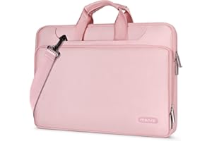 MOSISO Maletín 15-15,6 Pulgadas Compatible con MacBook Air 15 Pulgadas M2 A2941 2023/Pro 16 2023-2019, Bolso de Hombro Funda Protectora 360 con Correa,Rosa