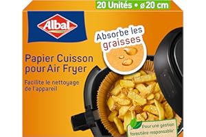 Albal - Papier Cuisson pour Air Fryer - Facilite le nettoyage de l'appareil - Absorbe les graisses - Pour Air Fryers ronds et carrés de 4 à 8 litres