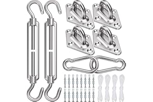 WOTPLAY M6 44 Piezas Kit Montaje Toldo Vela 304 Tensores para Toldos Enganches para Toldos Exterior para Tela Sombra Exterior Hamacas De Columpios
