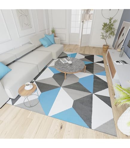 Tapis 160 X 230 CMfleur Bleu Gris Tapis Moderne Salon Chambre de décor de Tapis 160x230cm