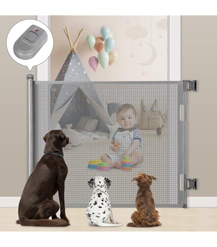 KIDIZ Cancello Di Sicurezza Per Scale E Animali - Regolabile Da 0 A 140 Cm, Con Ancoraggio A Pavimento, Indicatore Di Chiusura, Plastica ABS Resistente - 2