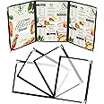 Kurtzy Triple Fold A5 Menu Covers (5 Pack) - 3 Fold Double View American Style Menu Holders - Black Trifold Clear Menu Covers with Corner Protectors - For Restaurants, Bars, Cafes, Food & Drink