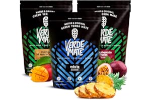 Zestaw yerba mate ziołowo-owocowe | Yerba mate z ziołami i owocami | Verde Mate Green Mas IQ, Passionate, Mango | Brazylijska zielona yerba mate | Pobudzenie | Naturalna kofeina | 3x500g