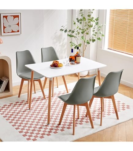 GrandCA HOME Esstisch Mit 4 Stühlen – Modernes Set In Beige, Platzsparend & Stylisch