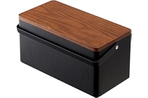Yamazaki 5061 TOWER Sewing Box, black, Steel/Wood/ABS Resin/Cotton/Polyester, 27 x 14 x 13.5 cm