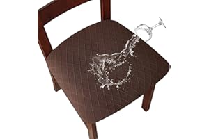 SHENGYIJING Stretch Diamond lattice Waterproof Chair Seat Covers for Dining Room Chairs Covers Dining Chair Covers Kitchen Chair Covers with Buckle (Coffee,2)