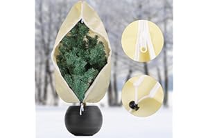 YIMOMOYI Cappuccio Protezione Invernale per Piante, 85g/m² Copertura Piante Inverno, Copri Piante Inverno con Cerniera e Coulisse, Resistente agli Strappi, Protezione Invernale per Piante Grandi (80 x 60 CM)