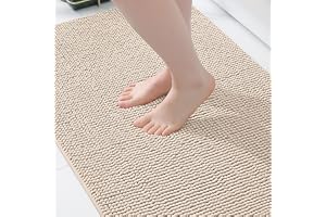 Homaxy - Badmat i chenille, antiskid, tvättbar, mjuk, absorberande, för dusch och badkar - 60x90 cm